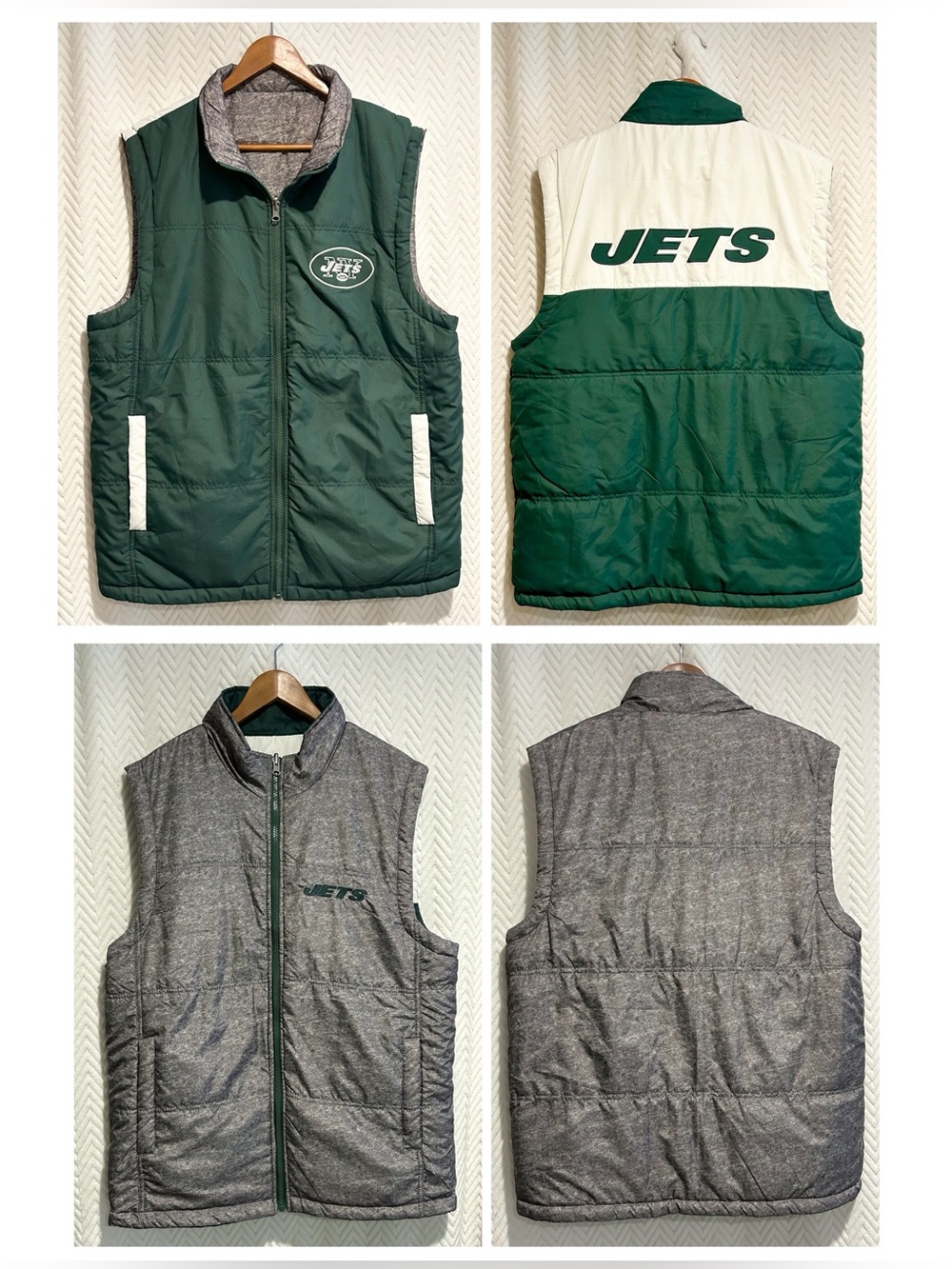 NWOT Official NFL NY Jets reversible puffer vest Unisex Medium